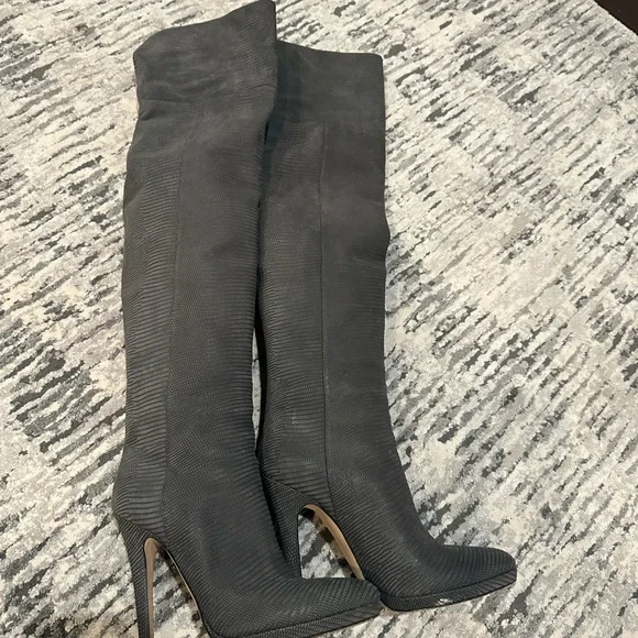 Jimmy Choo Charcoal Over the Knee Boots - Picture 1 of 3
